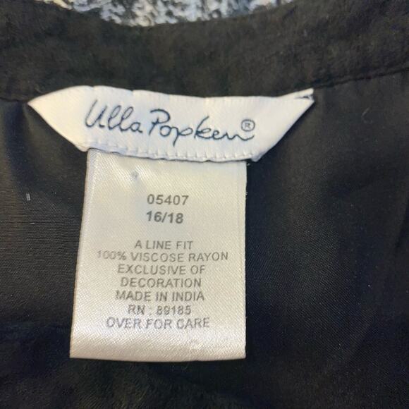 Ulla Popken 16/18 3/4 Sleeve Tunic Blouse Sequin Pieced Fabric Black Red Plus - Picture 3 of 7